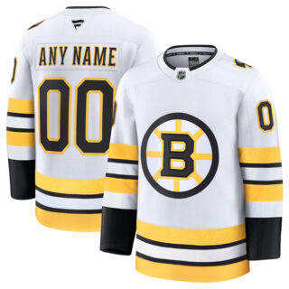 Men's Boston Bruins Active Player Custom White 2025 Away Stitched Hockey Jersey