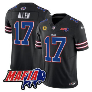 Men's Buffalo Bills #17 Josh Allen Black F.U.S.E. 4-Star C With Bills Mafia Patch Vapor Untouchable Limited Stitched Football Jersey