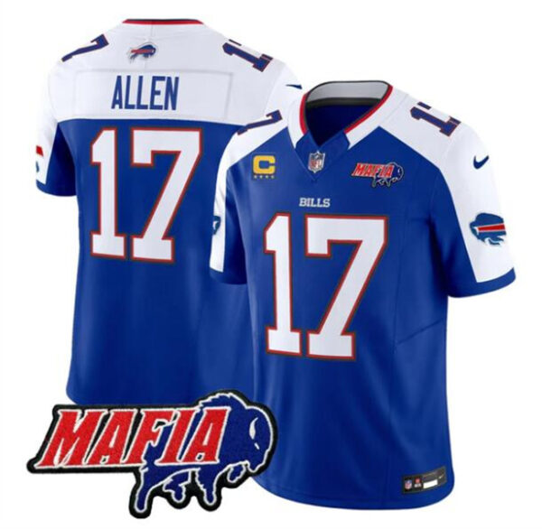 Men's Buffalo Bills #17 Josh Allen Royal Alternate F.U.S.E. 4-Star C With Bills Mafia Patch Vapor Untouchable Limited Stitched Football Jersey