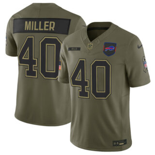 Men's Buffalo Bills #40 Von Miller Olive 2025 F.U.S.E. Salute to Service Limited Stitched Football Jersey