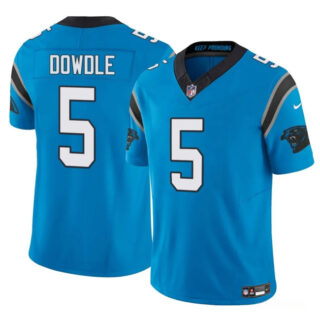 Men's Carolina Panthers #5 Rico Dowdle Blue 2025 F.U.S.E. Vapor Limited Stitched Football Jersey