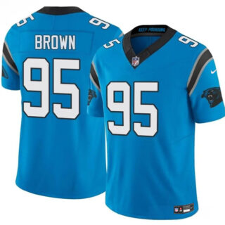 Men's Carolina Panthers #95 Derrick Brown Blue 2025 F.U.S.E. Vapor Limited Stitched Football Jersey