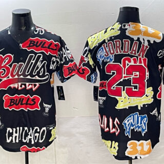 Men's Chicago Bulls #23 Michael Jordan Black Limited Stitched Baseball Jersey