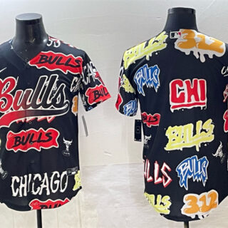 Men's Chicago Bulls Blank Black Limited Stitched Baseball Jersey