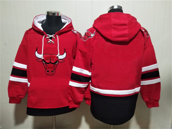 Men's Chicago Bulls Blank Red Ageless Must-Have Lace-Up Pullover Hoodie