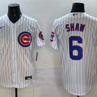 Men's Chicago Cubs #6 Matt Shaw White Cool Base Stitched Baseball Jersey