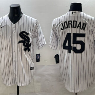 Men's Chicago White Sox #45 Michael Jordan White With Patch Cool Base Stitched Baseball Jersey