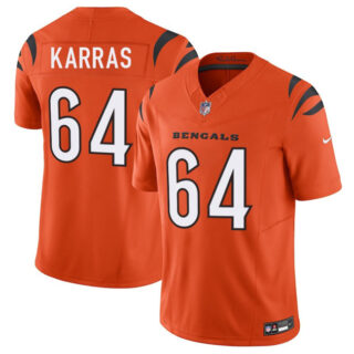 Men's Cincinnati Bengals #64 Ted Karras Orange 2025 F.U.S.E. Vapor Untouchable Limited Stitched Football Jersey
