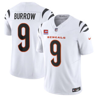 Men's Cincinnati Bengals #9 Joe Burrow White 2025 F.U.S.E. With 4-Star C Patch Vapor Untouchable Limited Stitched Football Jersey