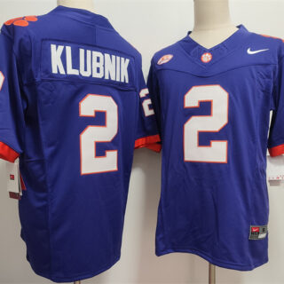 Men's Clemson Tigers #2 Cade Klubnik Purple F.U.S.E. Stitched Football Jersey