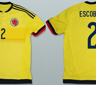 Men's Colombia #2 Pablo Escobar Yellow Soccer Jersey