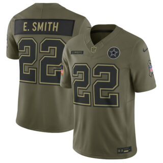 Men's Dallas Cowboys #22 Emmitt Smith Olive 2025 Salute to Service Limited Stitched Football Jersey
