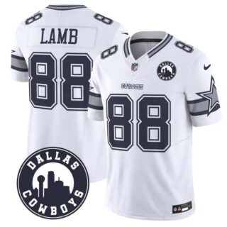 Men's Dallas Cowboys #88 CeeDee Lamb White F.U.S.E. With 'Dallas City' Patch Vapor Limited Stitched Football Jersey