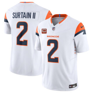 Men's Denver Broncos #2 Pat Surtain II White 2025 F.U.S.E. With 2-Star C Patch Vapor Limited Stitched Football Jersey