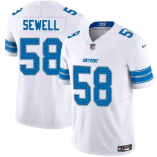 Men's Detroit Lions #58 Penei Sewell White 2025 F.U.S.E. Vapor Limited Stitched Jersey