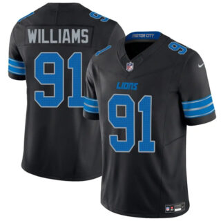 Men's Detroit Lions #91 Tyleik Williams Black 2025 F.U.S.E. Vapor Limited Stitched Jersey