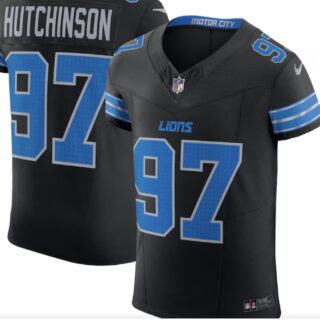 Men's Detroit Lions #97 Aidan Hutchinson Black Vapor Elite Stitched Jersey