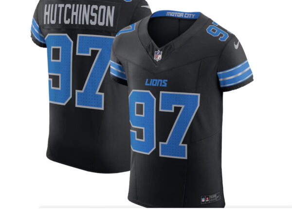 Men's Detroit Lions #97 Aidan Hutchinson Black Vapor Elite Stitched Jersey