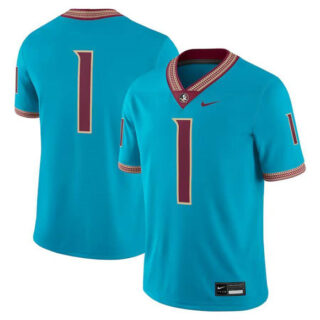 Men's Florida State Seminoles #1 Teal Stitched Football Jersey