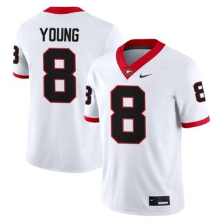 Men's Georgia Bulldogs #8 Colbie Young White Stitched Football Jersey