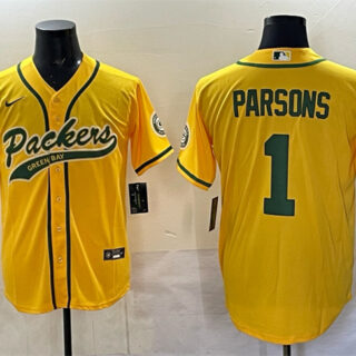 Men's Green Bay Packers #1 Micah Parsons Gold Cool Base Stitched Baseball Jersey