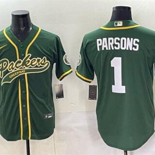 Men's Green Bay Packers #1 Micah Parsons Green Cool Base Stitched Baseball Jersey