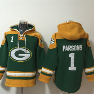 Men's Green Bay Packers #1 Micah Parsons Green Lace-Up Pullover Hoodie