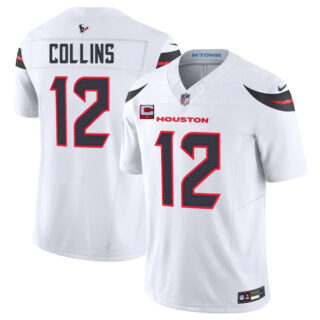 Men's Houston Texans #12 Nico Collins White 2025 F.U.S.E. With 1-Star C Patch Vapor Limited Stitched Football Jersey