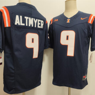 Men's Illinois Fighting Illini #9 Luke Altmyer Navy 2025 F.U.S.E. Cheez-It Citrus Bowl Patch Vapor Limited Stitched Football Jersey