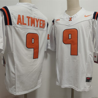 Men's Illinois Fighting Illini #9 Luke Altmyer White 2025 F.U.S.E. Cheez-It Citrus Bowl Patch Vapor Limited Stitched Football Jersey