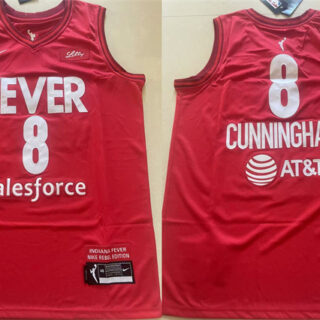 Men's Indiana Fever #8 Sophie Cunningham Red Stitched Basketball Jersey