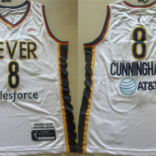 Men's Indiana Fever #8 Sophie Cunningham White Stitched Basketball Jersey