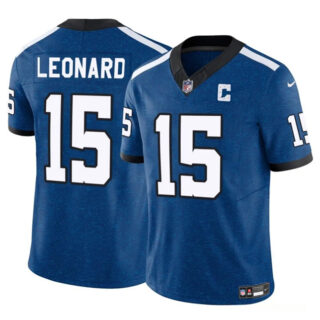 Men's Indianapolis Colts #15 Riley Leonard Blue 2025 F.U.S.E. Throwback Vapor Limited Stitched Football Jersey