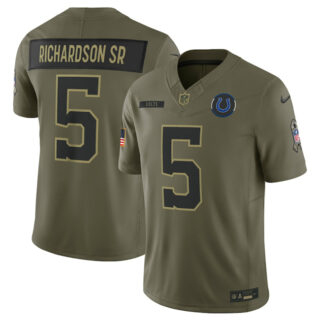 Men's Indianapolis Colts #5 Anthony Richardson Olive 2025 Salute to Service Limited Stitched Football Jersey