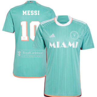 Men's Inter Miami CF #10 Lionel Messi Aqua 2024 Soccer Jersey