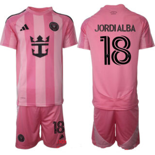 Men's Inter Miami CF #18 Jordi Alba 25 26 Pink Home Soccer Jersey Suit