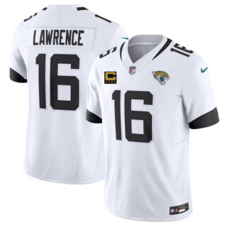 Men's Jacksonville Jaguars #16 Trevor Lawrence White 2025 F.U.S.E. With 4-Star C Patch Vapor Limited Stitched Football Jersey