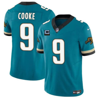 Men's Jacksonville Jaguars #9 Logan Cooke Teal 2025 F.U.S.E. With 3-Star C Patch Prowler Throwback Vapor Limited Stitched Football Jersey
