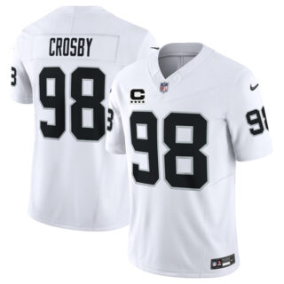 Men's Las Vegas Raiders #98 Maxx Crosby White 2025 F.U.S.E. With 4-Star C Patch Vapor Untouchable Limited Stitched Football Jersey