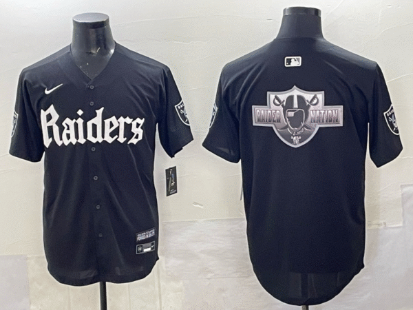 Men's Las Vegas Raiders Team Big Logo Black 'Gothic Sin City Shadows Edition' Vapor Limited Stitched Baseball Jersey