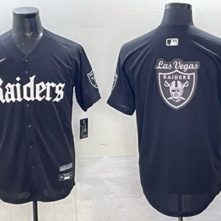 Men's Las Vegas Raiders Team Big Logo Black 'Gothic Sin City Shadows Edition' Vapor Limited Stitched Baseball Jersey