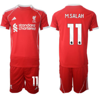 Men's Liverpool #11 Mohamed Salah 2025 Red Home Soccer Jersey Suit
