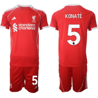 Men's Liverpool #5 Ibrahima Konate 2025 Red Home Soccer Jersey Suit