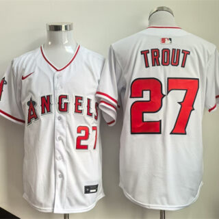 Men's Los Angeles Angels #27 Mike Trout White 2024 Home Limited Stitched Baseball Jersey