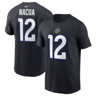 Men's Los Angeles Rams #12 Puka Nacua Black 2025 Rivalries Collection Player Name & Number T-Shirt