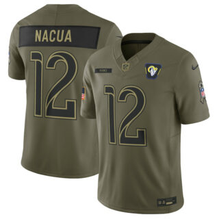Men's Los Angeles Rams #12 Puka Nacua Olive 2025 Salute to Service Limited Stitched Football Jersey