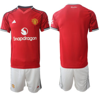 Men's Manchester United Blank 2025 26 Red Home Soccer Jersey Suit