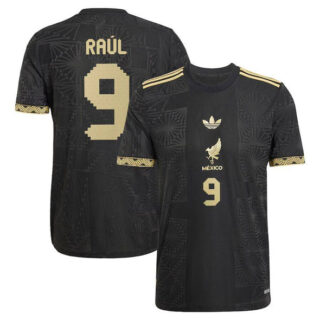 Men's Mexico #9 Raul Jimenez Black Gold 2025 Soccer Jersey