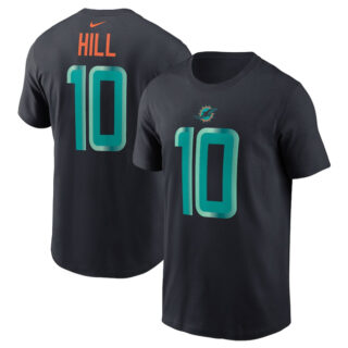 Men's Miami Dolphins #10 Tyreek Hill Black 2025 Rivalries Collection Player Name & Number T-Shirt