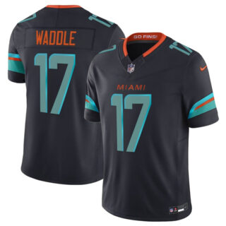 Men's Miami Dolphins #17 Jaylen Waddle Black 2025 F.U.S.E. Rivalry Series Vapor Limited Stitched Football Jersey